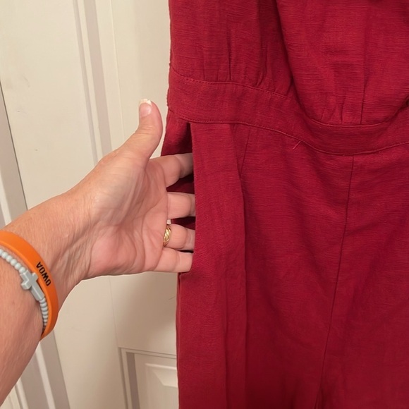 NWT Lost + Wander short sleeve Linen blend one piece Pantsuit women’s sz L Red - Picture 6 of 15